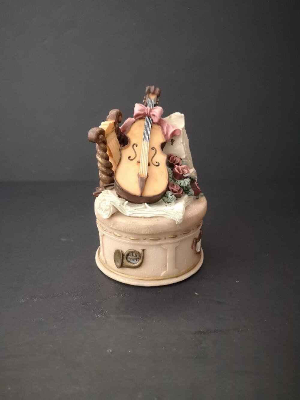 A. Richesco Corp. Handpainted Resin Trinket Box w/ Musical Theme 4.5" High